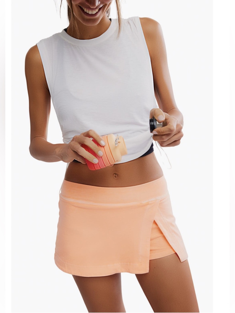 NWT FP Movement x Free People Hot Shot Mini Skort in Pastel Peach